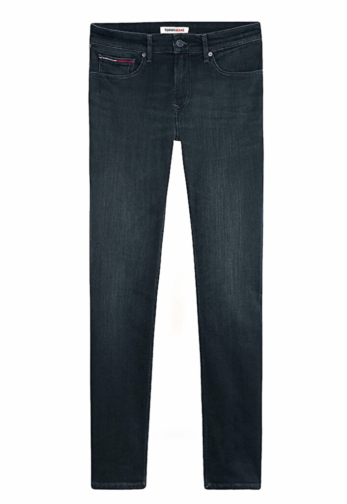 Flat lay photography of dark indigo slim-fit jeans — Ghost Mannequin NYC, Brooklyn